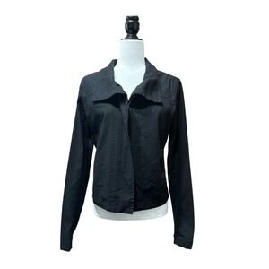 James Perse Black Stretch Cotton‎ Moto Jacket Zip-Up Women Size 3 (L)(US 8)